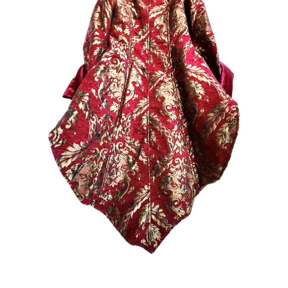 Devil Fashion Red Gold Brocade Renaissance Gothic Pirate Coat Costume Small - Picture 9 of 11